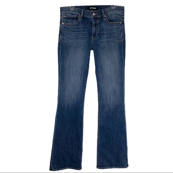 Express Denim - Express Stretch Medium Wash Boot Mid Rise Jeans **Long**